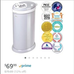 Ubbi Diaper Pail - white & very light gray